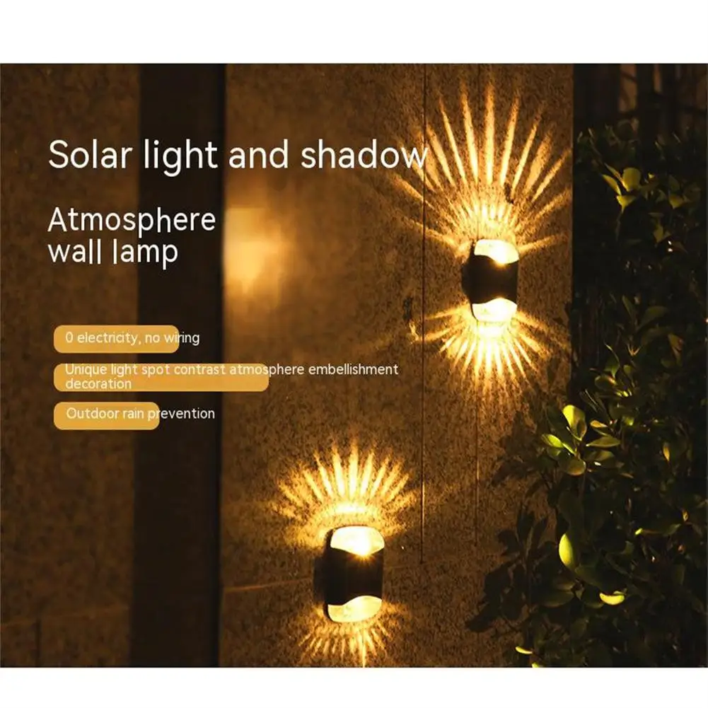 

4pcs 4led Solar Wall Lamp Waterproof Up Down Luminous Night Light For Outdoor Garden Courtyard Decoration