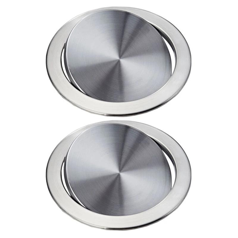 

2X Garbage Flap Lid Trash Bin Cover Flush Built-In Balance Swing Flap Garbage Lid For Kitchen Counter Top D
