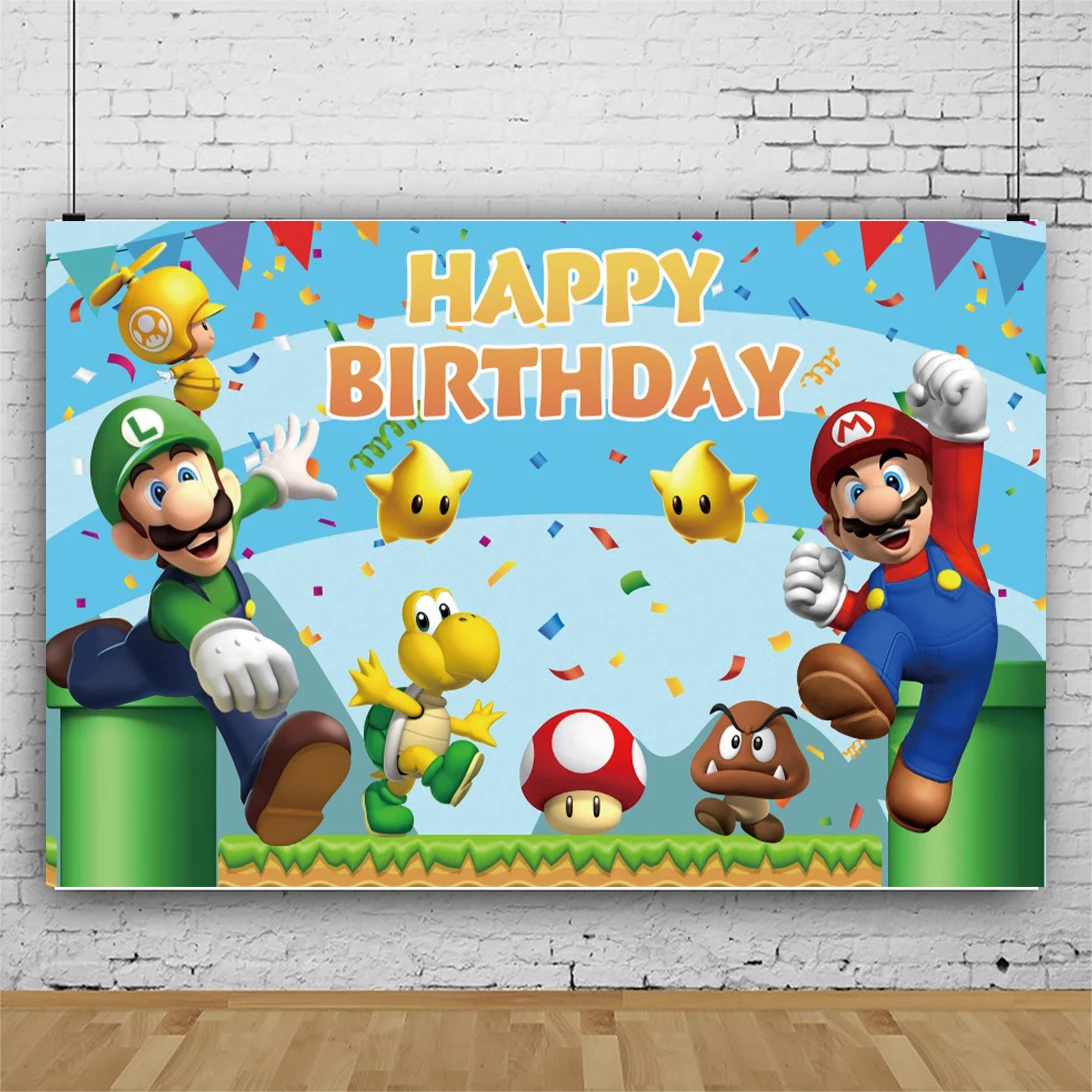 Фон для фотосъемки в стиле Super Mario Bros Bowser Boy Baby Shower