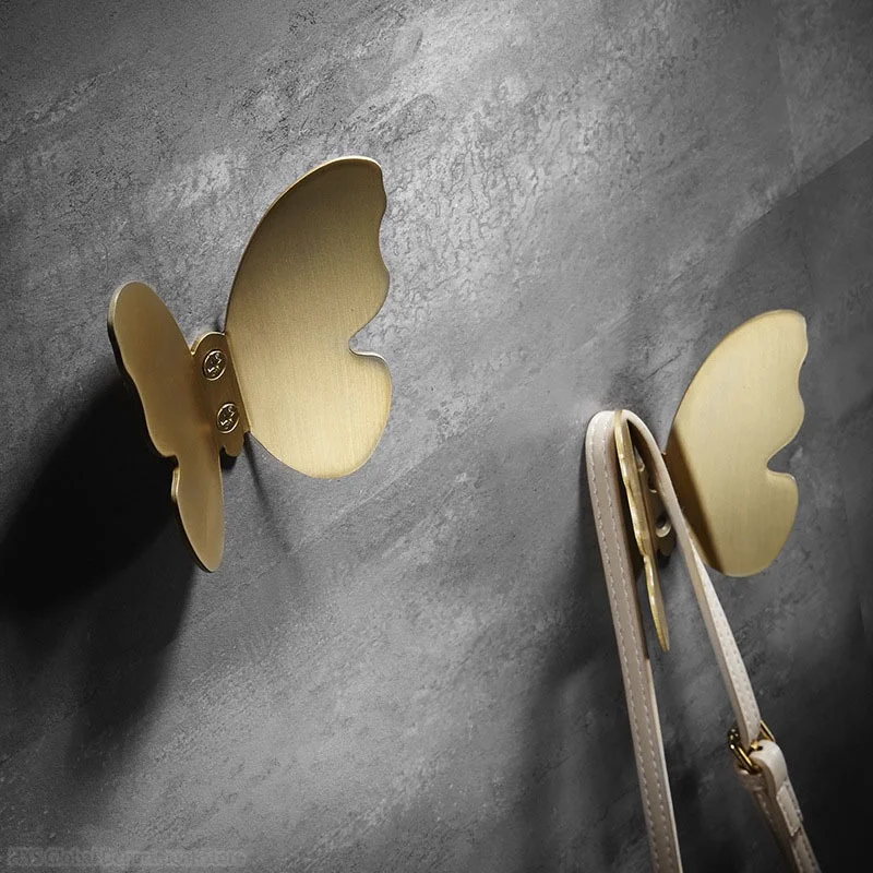 

Brass Hook Light Luxury Brushed Gold Three-dimensional Butterfly Hook Bedroom Coat Hat Rack Decoration Porch Creative Hook