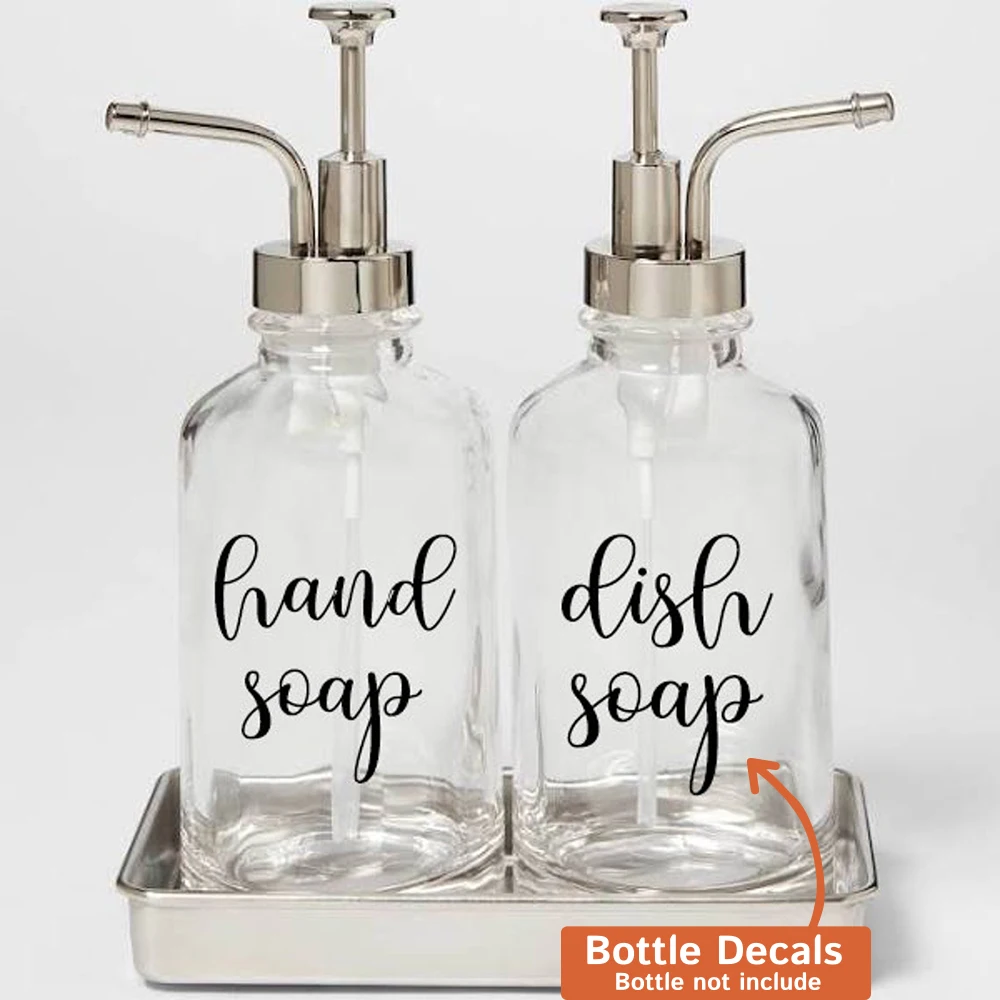 

2Pcs Hand Soap Dish Soap Bottle Labels Sticker Decal Santizer Kitchen Bathroom Bottle Lotion Santizer Vinyl Decor