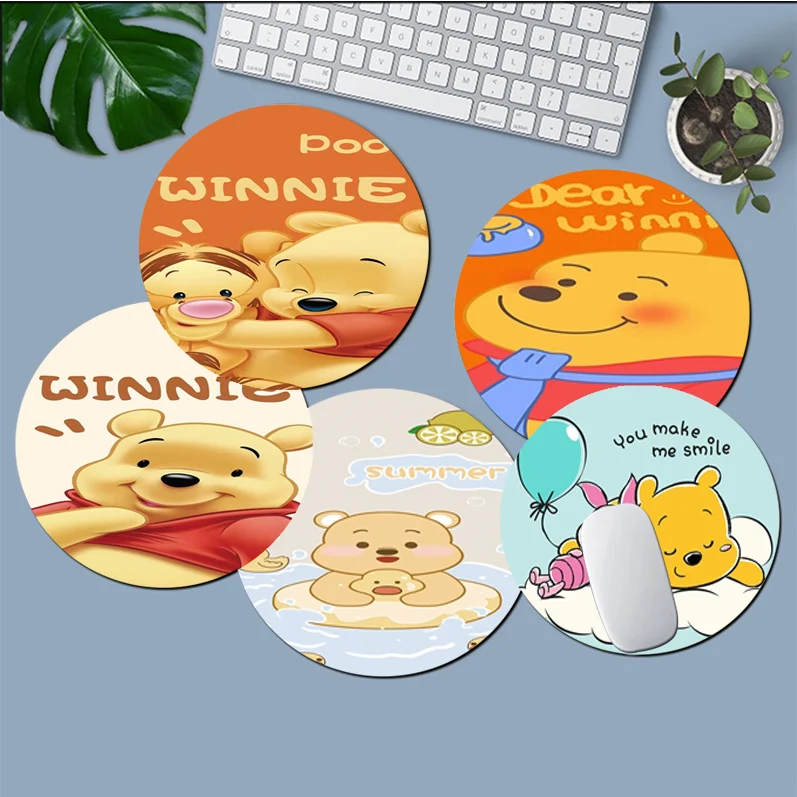 

Disney Winnie The Pooh Small Round Kawaii Cartoon Anime Gaming Mouse Pad Keyboard Mouse Mats Deskpad Girls Padmouse Play Mats