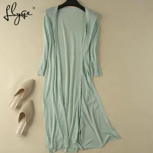 Женский вязаный длинный кардиган с рукавом 34, рубашка, Солнцезащитный Сплит, Дамское кимоно, кардиганы, 2020, Летние повседневные женские блузки