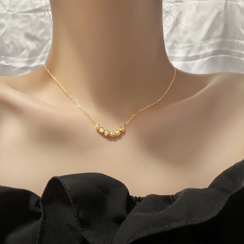 

PANJBJ Silver Color Gold Geometric Necklace For Women Girl Design Sparkling Beads Jewelry Birthday Gift Dropshipping