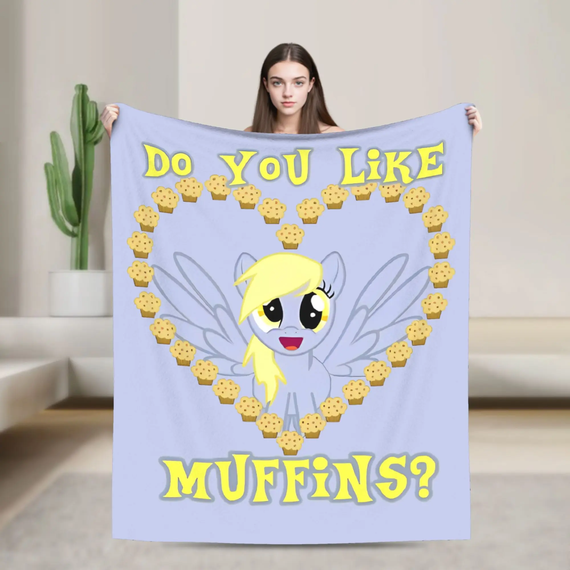 Фото Флисовый плед Derpy Hooves с изображением пони, дышащий, ультрамягкий, для кондиционированных помещений, с надписью 
