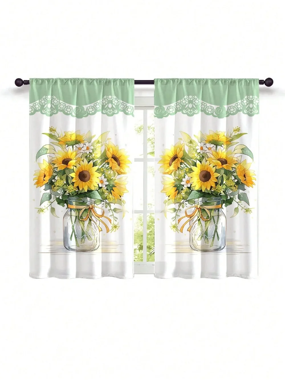 2 шт. новые модные разноцветные Шторы для кухни с принтом подсолнухов украшения
