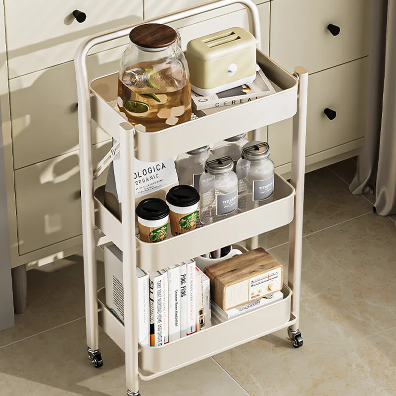 

Folding Trolley Storage Rack Floor To Floor Kitchen Multi-layer Mobile Snack Rack Bathroom Storage Rack Storage Cart