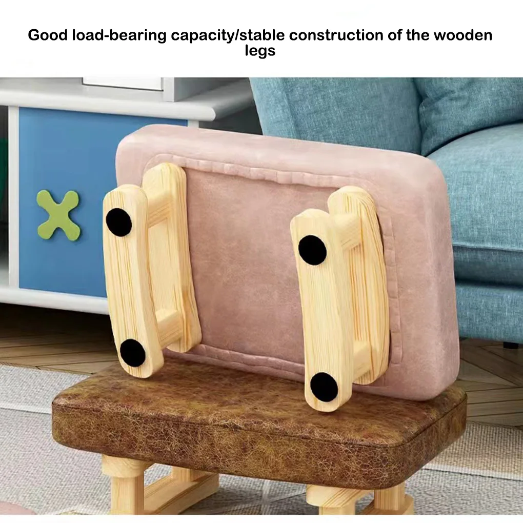 

Wood Cloth Small Stool Detachable Rectangular Nonslip Heavy Duty Mini Home Living Room Chair Footstool Shoe Bench