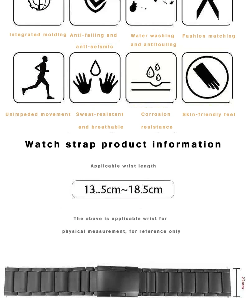 22mm applicable to Huawei gt2 watch strap intelligent three-bead titanium alloy watch strap titanium strap