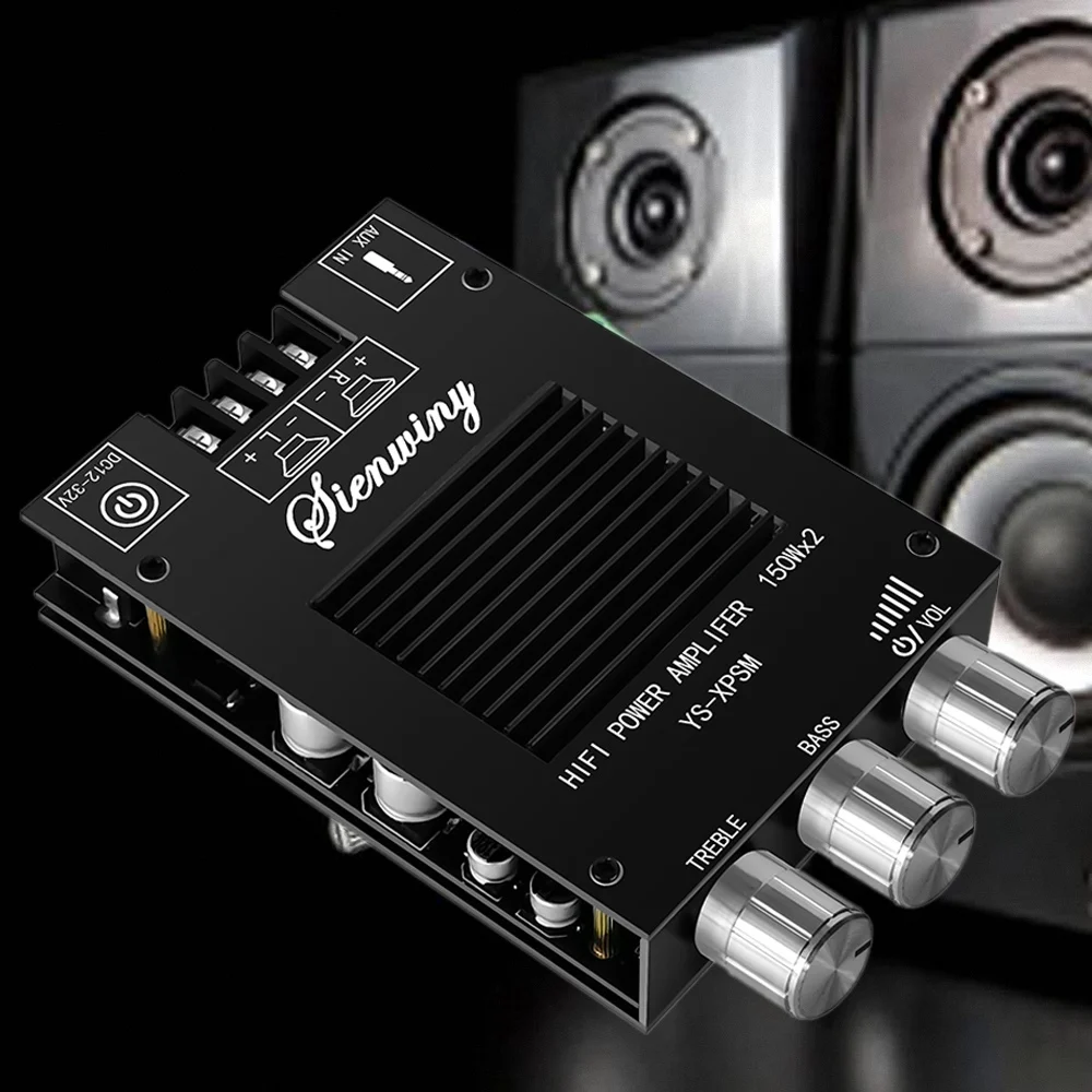 YS-XPSM 2 0-канальная плата усилителя Bluetooth с радиатором TDA7498E 150Wx2 аудиомодуль