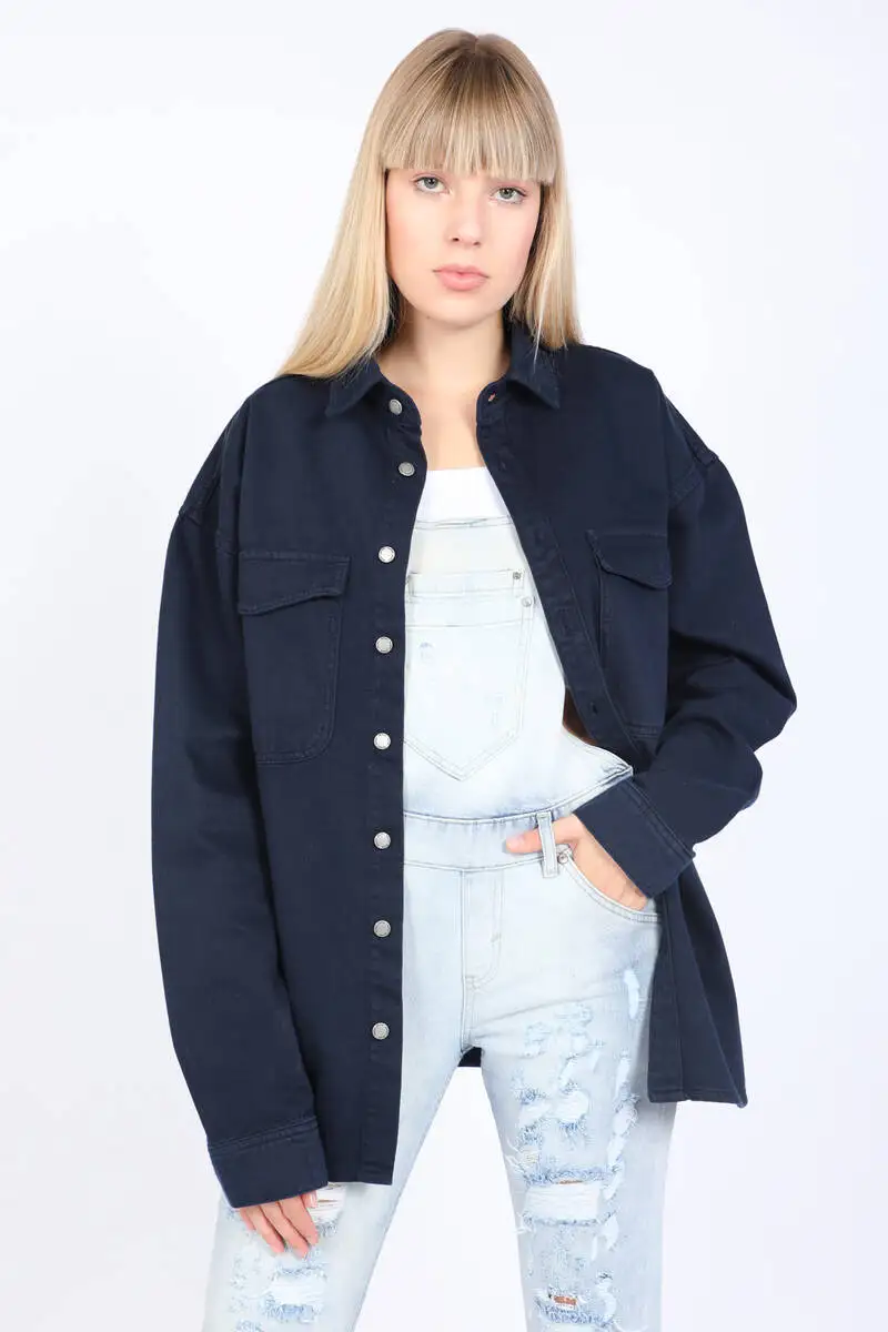 

Women Oversize Jean Shirt Navy Blue