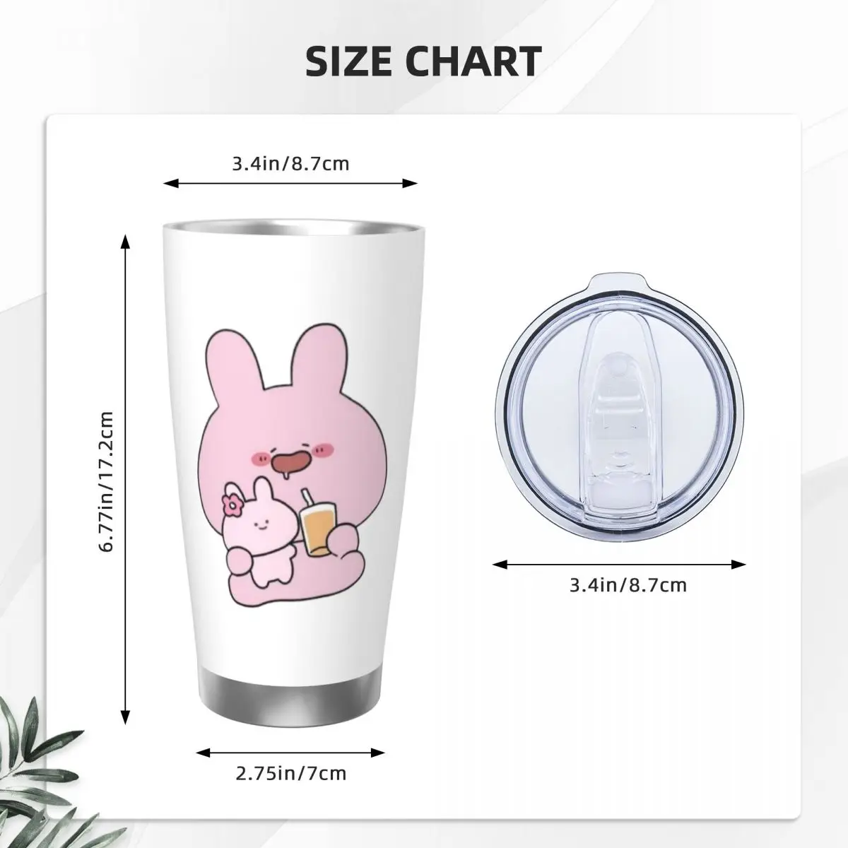 Asamimichaan милая Asamimi 20 унций автомобильная кружка из нержавеющей стали соломенная