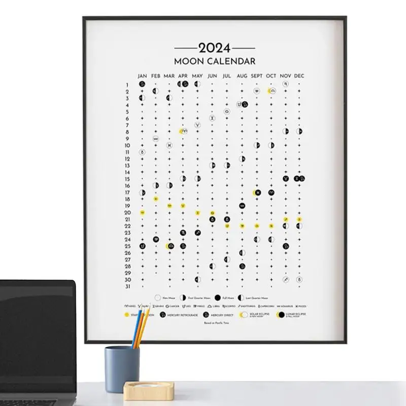 

Календарь с фазами луны и фазами Луны 2024 календарь с четкой печатью планировщик года для гостиной спальни детской комнаты