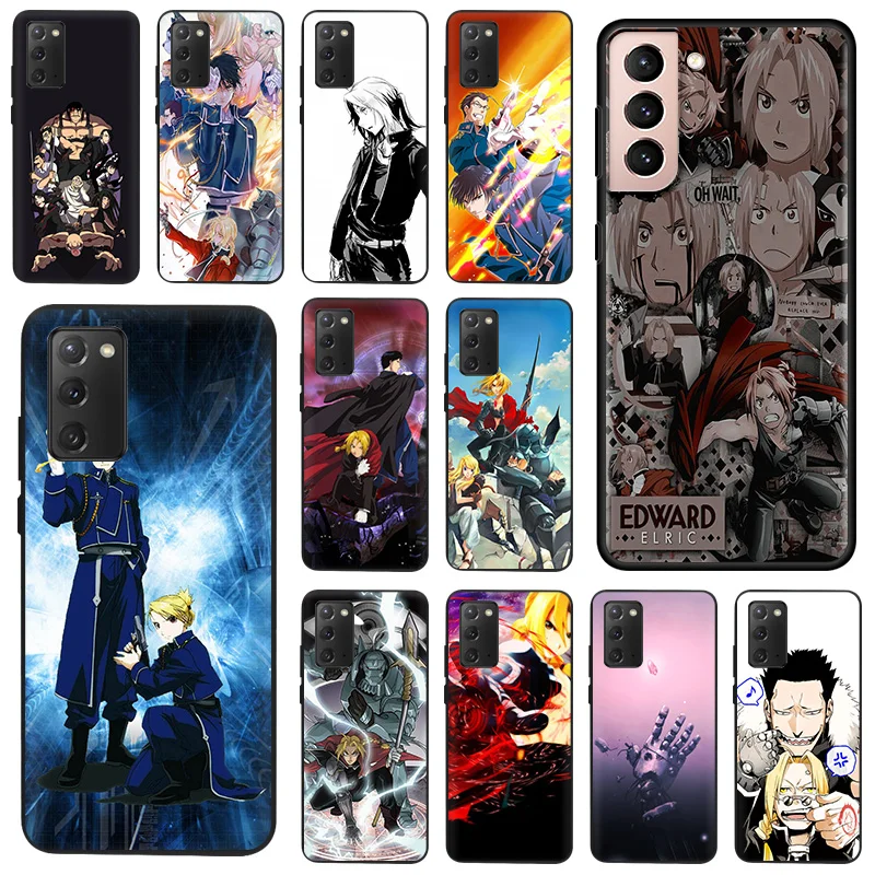 

Black Silicone Fullmetal Alchemist Phone Case for Samsung Note 20 Ultra 10 9 8 Galaxy S20 FE S21 S22 S10 Plus Anime Soft Cover