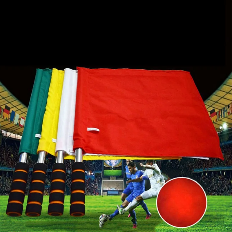 

New Referee Flag signal Flag Track And Field Competition Signal Flag Stainless Steel Grip Command Soccer Referee Flag