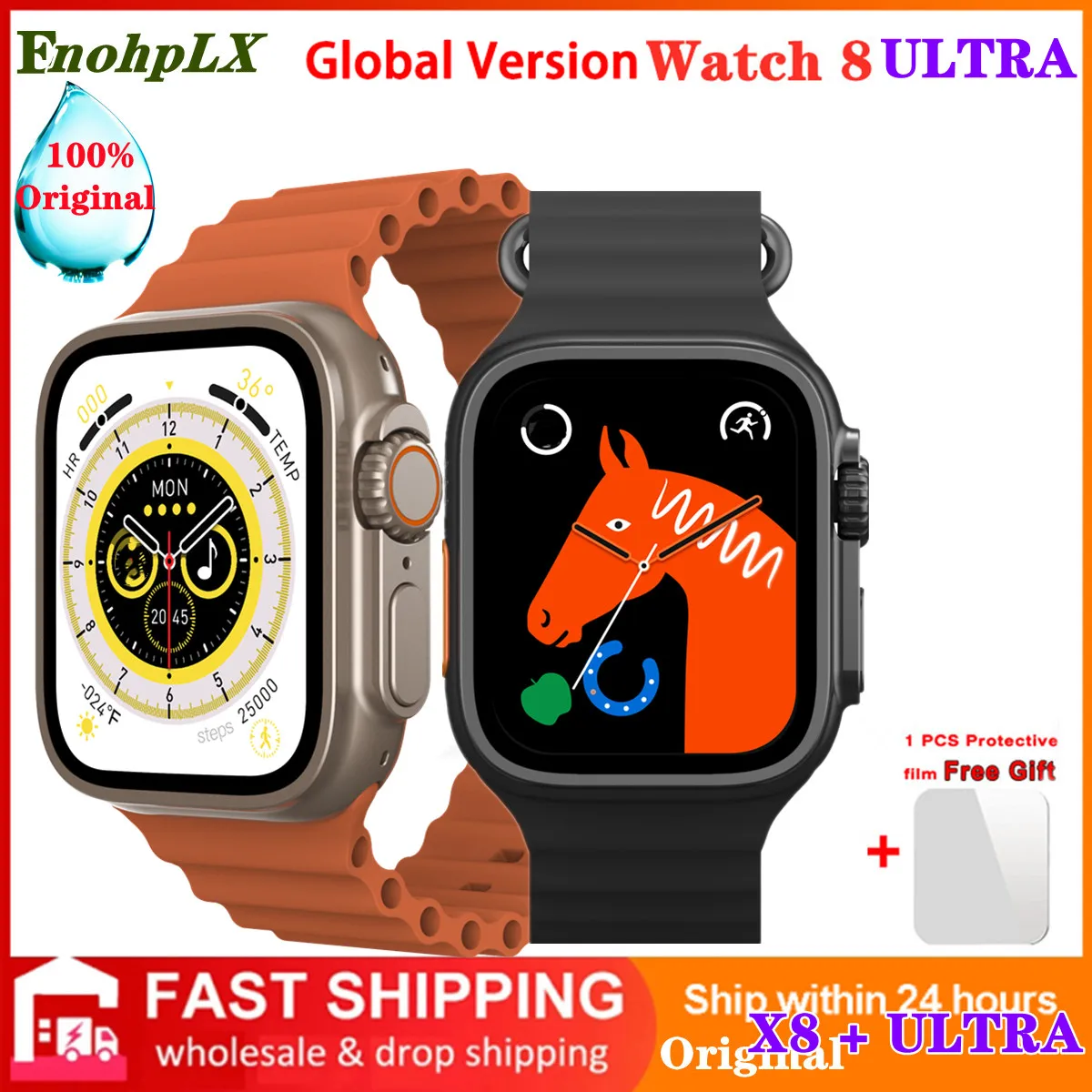 

Original X8 + Ultra Smart Watch Men Series 8 NFC Body Temperature Monitor Bluetooth Call 49mm 1:1 ECG Wireless Iwo Smartwatch