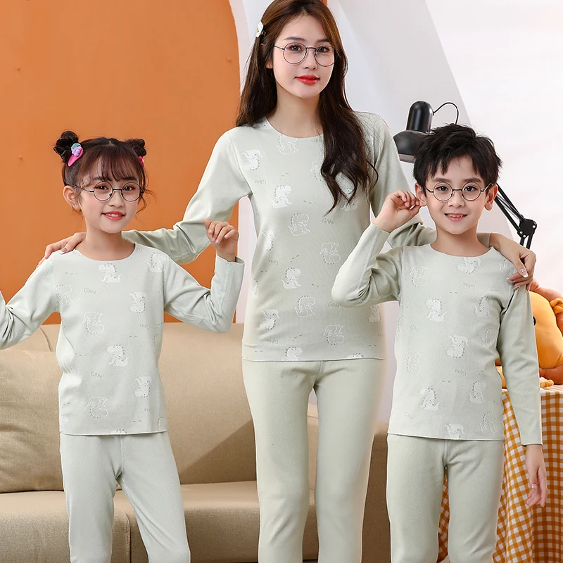 【LF】Бесшовный пижамный комплект для родителей и детей жаккардовый в тонкую