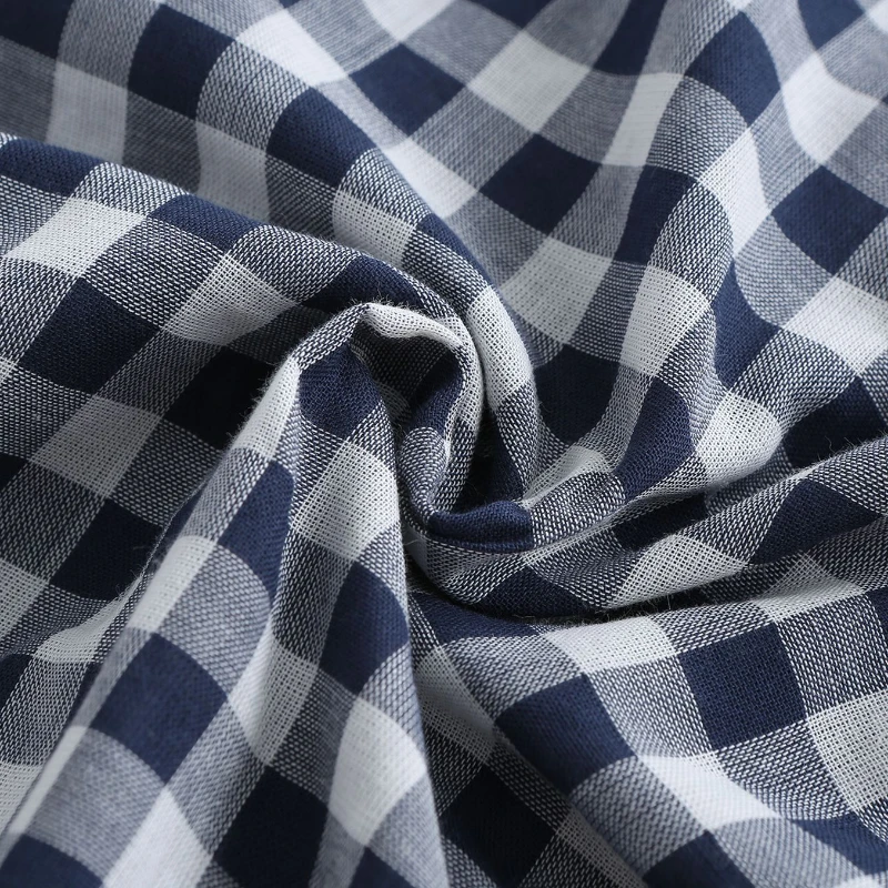 Pajamas Couples Plaid Cotton Seamless Nightwear Japanese Style Home Suit Casual and Breathable Sleepwear with Turn-over Collar