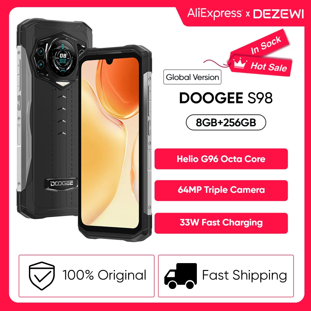

Global Version DOOGEE S98 Smartphone Helio G96 Octa Core 6.3" FHD+ Display 8GB 256GB 64MP Camera 6000mAh Battery 33W Fast Charge