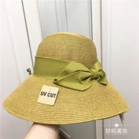 2022new summer sun cap women straw hat with bow visor fashion hat