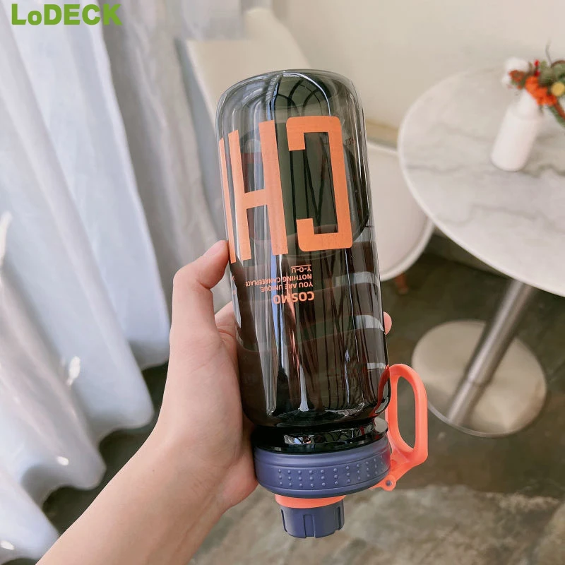 

Portable Leak Proof Mug Sport Fitness Transparent Plastic Cups Summer Outdoor Travel Drinking Tumbler 0.6-1L Scale Water Bottle