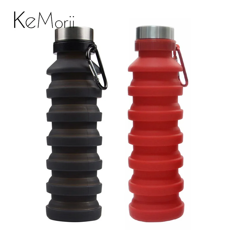 

550ML Collapsible Water Bottle Portable Silicone Reuseable Leak Proof Outdoor Camping Foldable Sport Water Bottles BPA Free