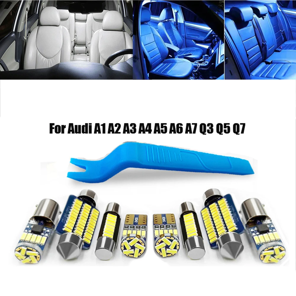 

For Audi A3 8P 8V 8L A4 B5 B6 B7 B8 A5 8T A6 C5 C6 C7 A7 A8 D2 D3 A1 8X A2 Q3 Q5 Q7 Interior Canbus LED Lights Kit Package Fit