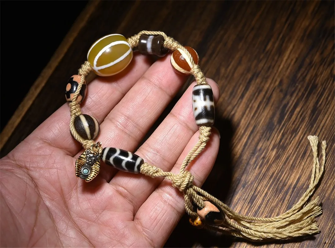 West Asian Inlaid Thread Beads Dzi  Multi-Gem Bracelet Jewelry Bransoletki Damskie Pulseiras Feminina Homme  Bijou
