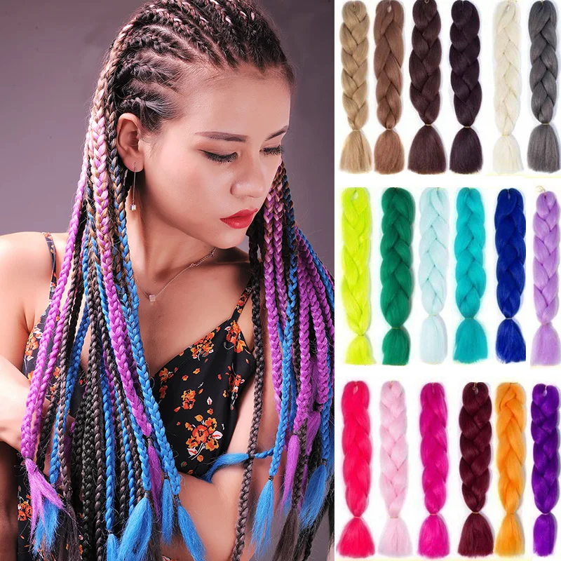 

Gradient Hair Braid Synthetic Jumbo False Braid Pre Stretched Afro Wholesale Ombre Braiding Hair Extensions Color Dreadlocks