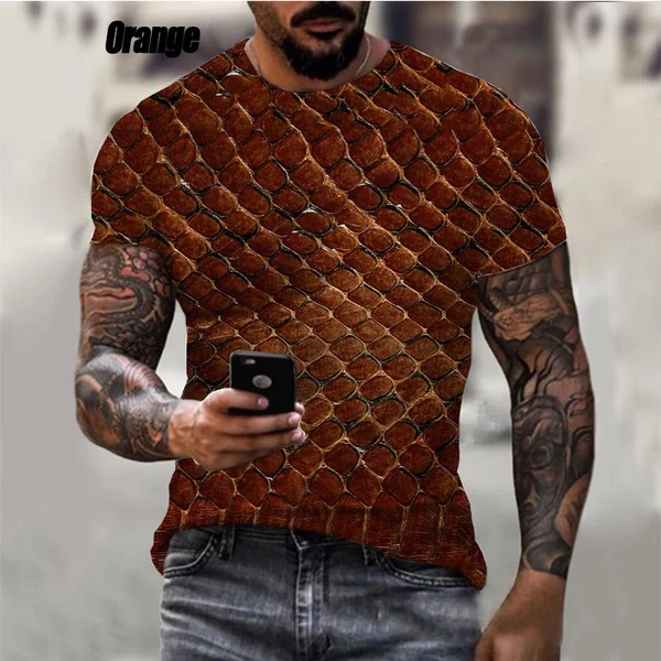 

Новинка 2023, модная футболка с 3D принтом змеиной кожи, летняя модная повседневная красочная футболка в уличном стиле Харадзюку для мужчин и женщин