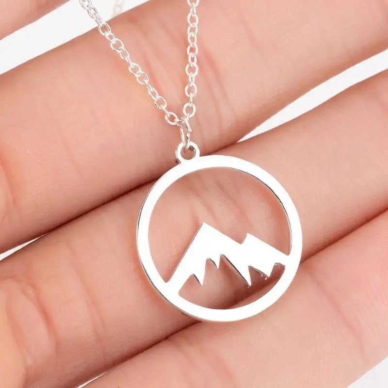 

TULX Stainless Steel Necklace For Women Snow Mountain Hill Pendant Necklace Mountain Range Nature Hiker Climbing Lover Jewelry