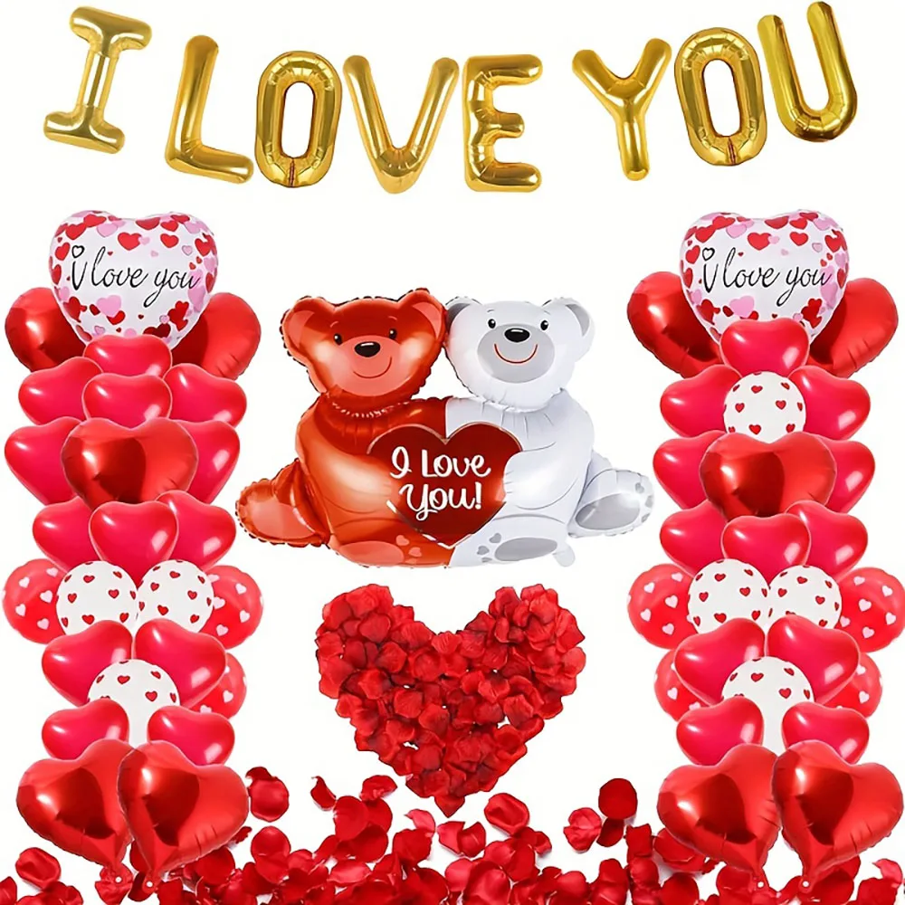 Воздушный шар на День святого Валентина включает аксессуары Имитация лепестков