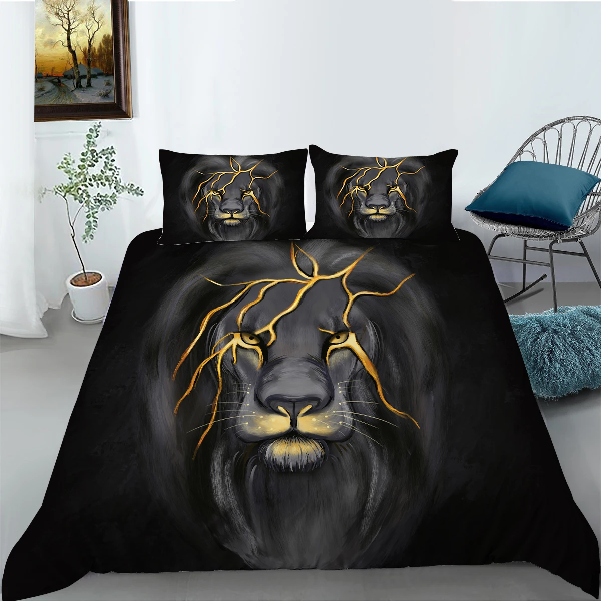 

Wholesale European Pattern Hot Sale Soft Bedding Set 3d Digital Lion Printing 2/3pcs Duvet Cover Set ES/DE/EU/US Size