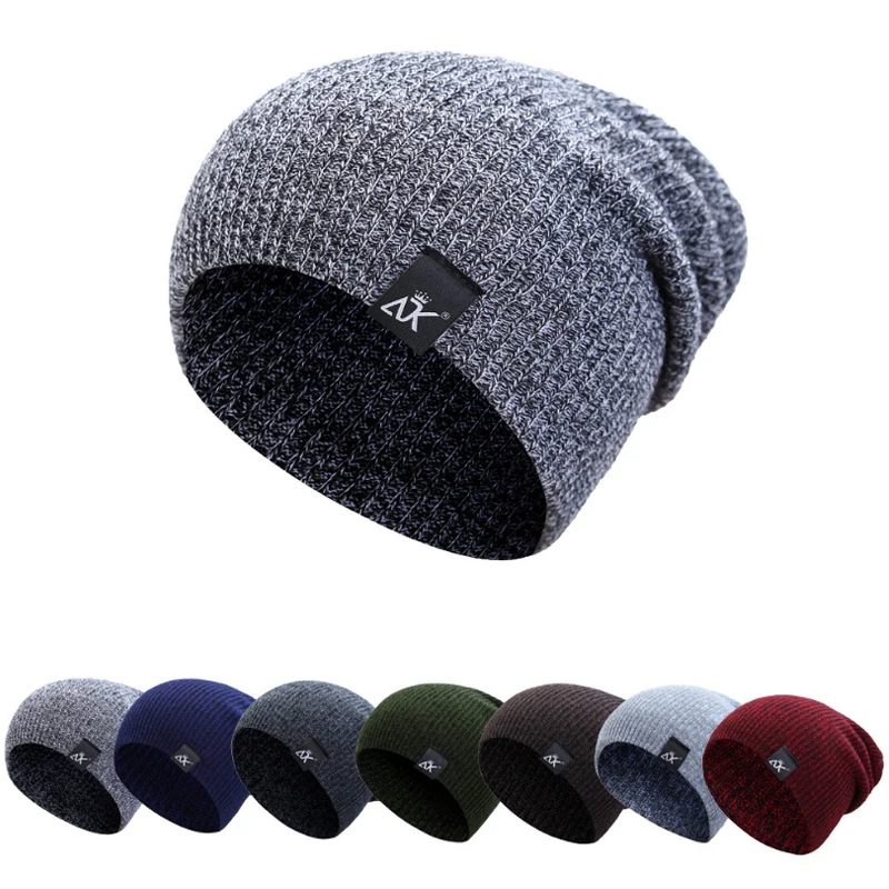 

Knitted Beanie Women's Hat Winter Men Skullies Beanies Warm Casual Slouchy Hat Crochet Beanie Hat Female Baggy Cap Cheap