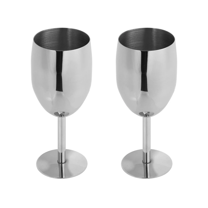 

2X Stainless Steel Glass Elegant Satin Finish Unbreakable Red Wine Glass