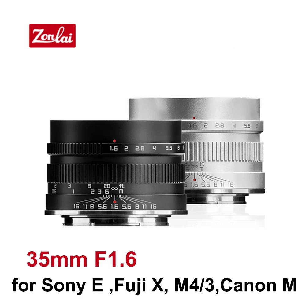 Zonlai 35 мм F1.6 объектив с ручной фокусировкой зеркальный для камеры Sony E Fuji X M4/3 Canon |