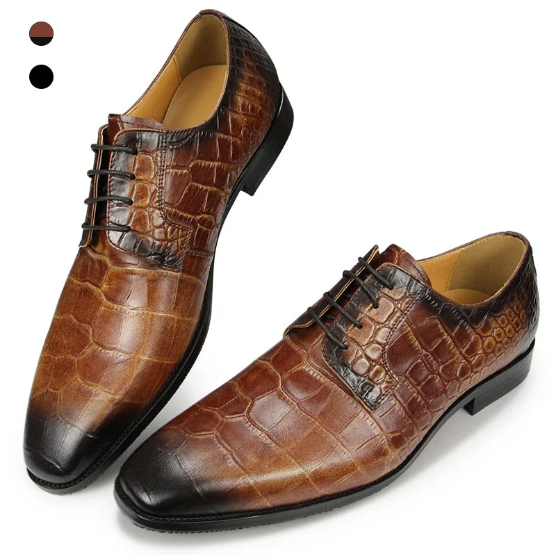 Derby shoes Stylish Dress for Male's Genuine Cow Leather Designer Handmade Office Real Cowhide New British Business Party Shoe