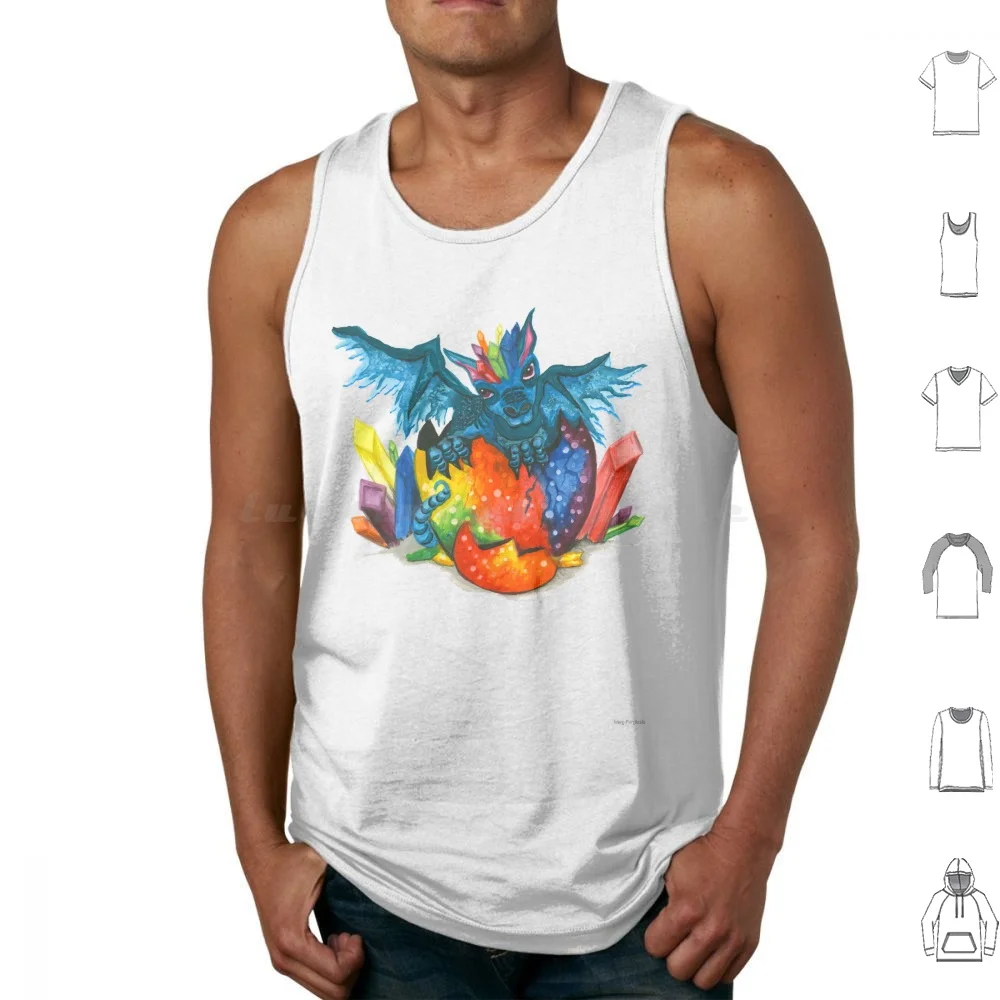 

Crystal Blue Hatchling Tank Tops Print Cotton Mama Dragon Parent Mom Watercolor Mama Bear Protector Equality Social