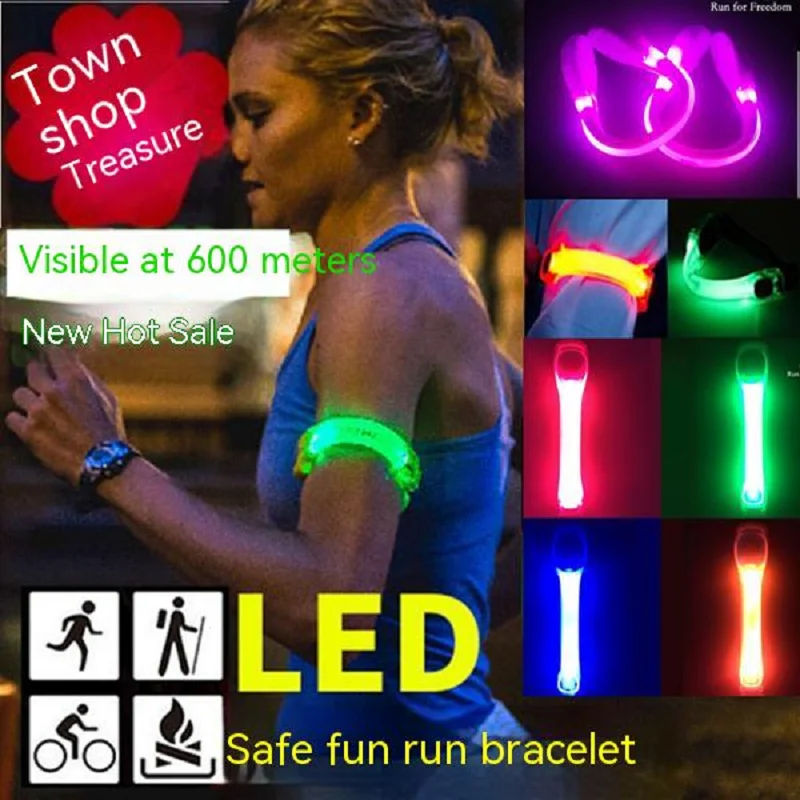 Night Warning Light, Children Adult Signal Light, Led Night Running Light, Safety Eye-Catching Light, Square Luminous Bracelet