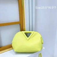candy color inverted triangle cloud bag womens soft leather pleated tote bag single shoulder crossbody portable handbags