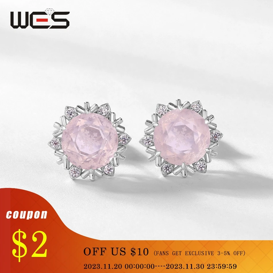

WES 925 Sterling Silver Snowflake Stud Earrings for Woman Christmas Party Gifts Anniversary Trendy Engagement Anniversary