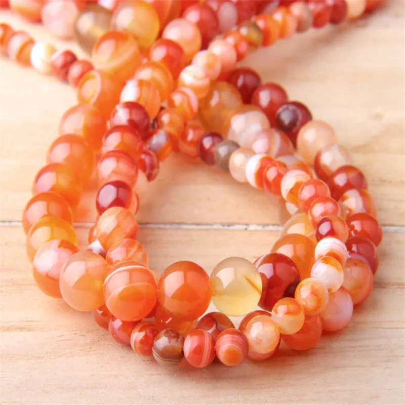 Полосатый Агат свободные бусины натуральный драгоценный камень Гладкий Круглый