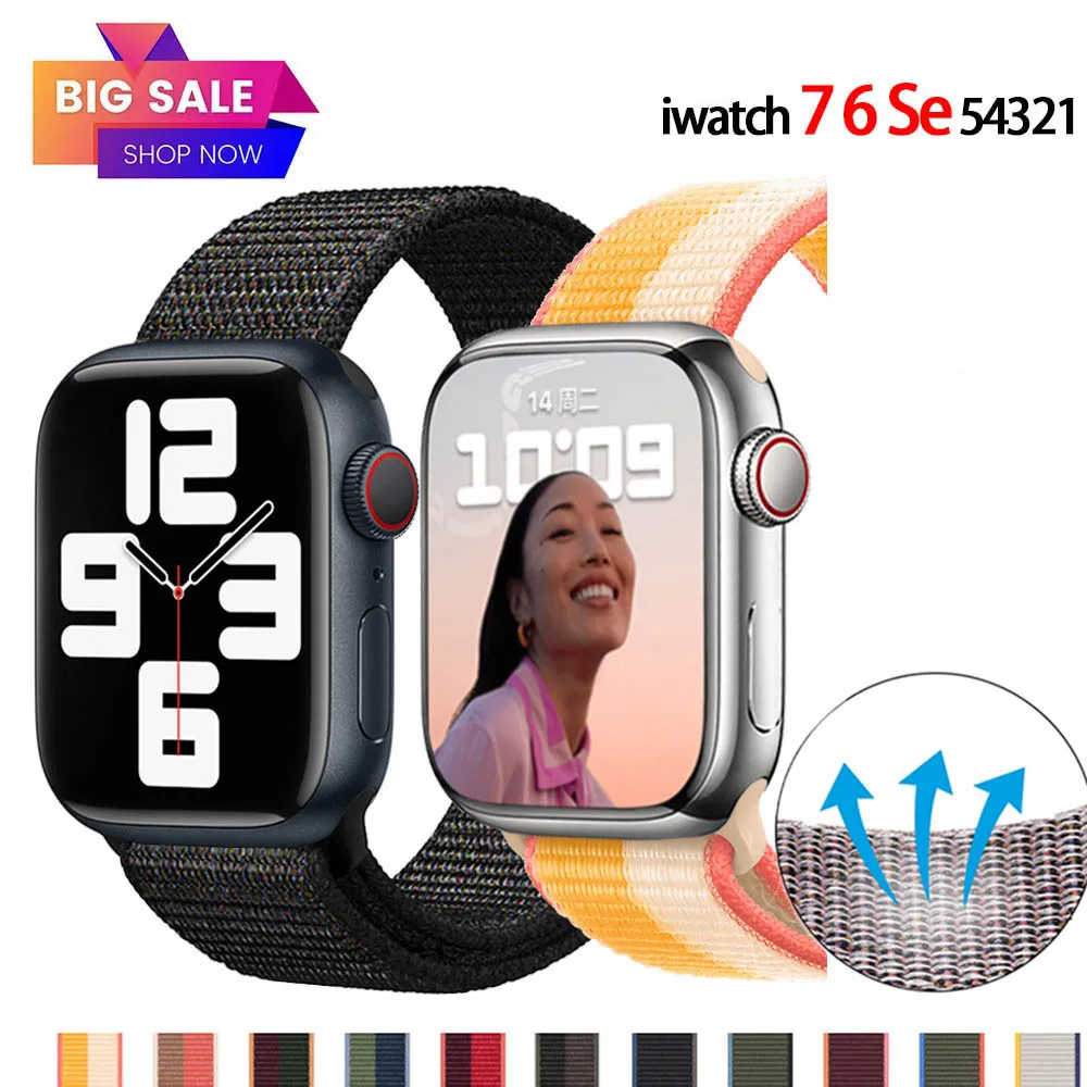 

Нейлоновый ремешок для Apple Watch Band Se 41 мм 45 мм 44 мм 40 мм 42 мм 38 мм