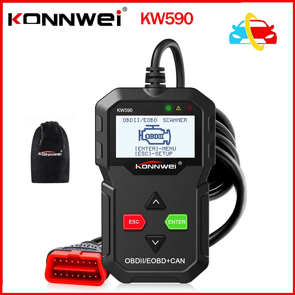 Диагностический сканер KONNWEI KW590, OBD2, Pk Elm327 Wifi