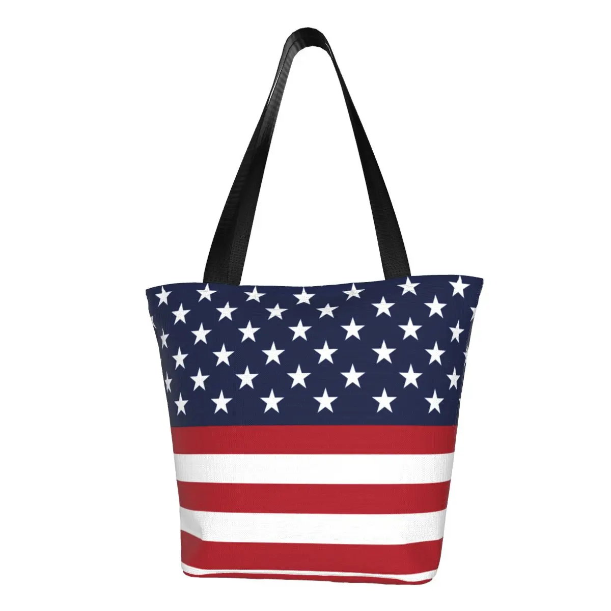 

Star Spangled USA Flag Shopper Bag Patriotic Red White Blue Stars Stripes Handbags Print Tote Bag Cloth Outdoor Shopping Bags