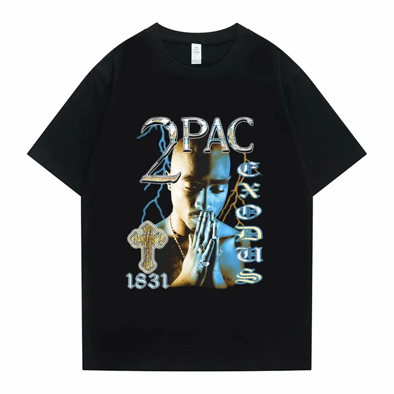 

Футболка Tupac 2pac с коротким рукавом, топ в стиле хип-хоп рэпера Шакура, модная футболка с круглым вырезом для мужчин и женщин, мягкая хлопковая...
