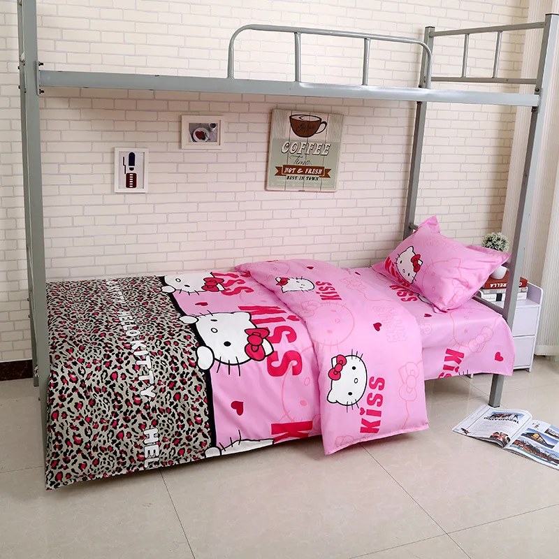 

Sanrioed Student Dormitory Quilt Cover 3Pcs Sets Hello Kittys Bed Sheet Cartoon Anime Cashmere Cotton Home Bedding Girls Gifts