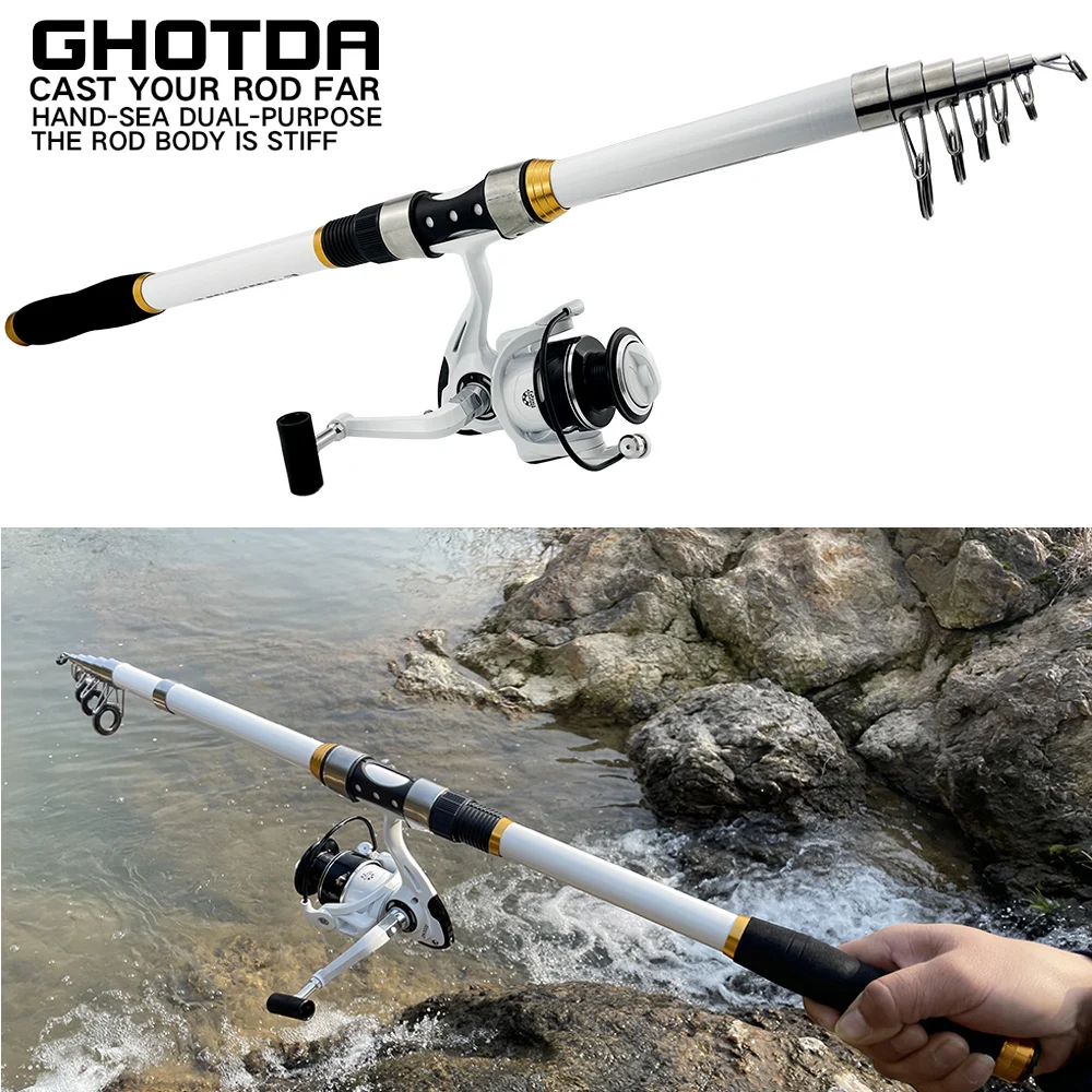 

2.1m-3.6m Telescopic Spining Fishing Sea Rod and High Speed 5.2:1 / 5.1:1 Fishing Reel Combination Carp Trout Fishing Tackle