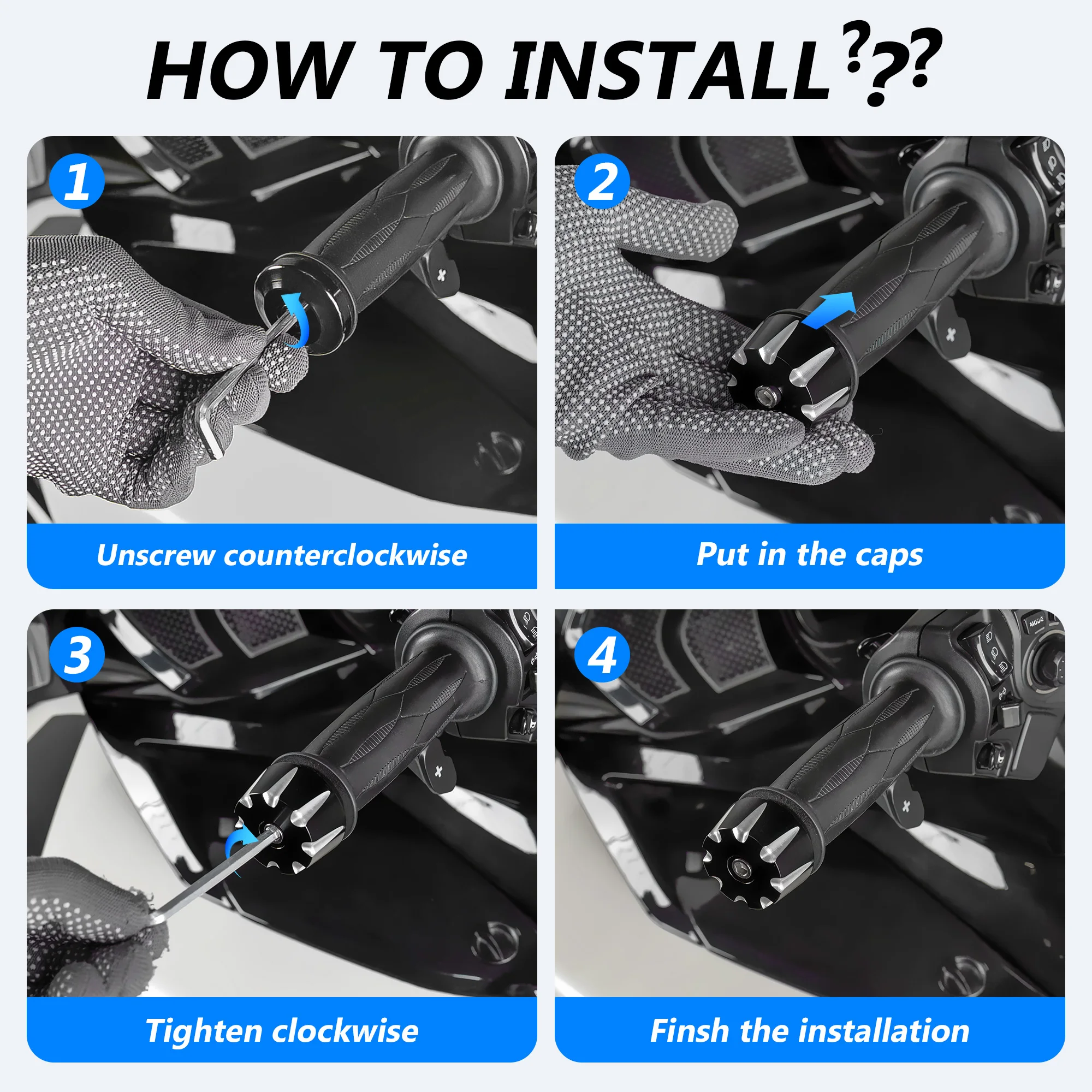 Фото Для Can-Am Spyder F3 / RT / ST 2015-2023 и RT-L 2012-2023 – Алюминиевые утяжелители руля / заглушки руля – снижают вибрацию рук. №5