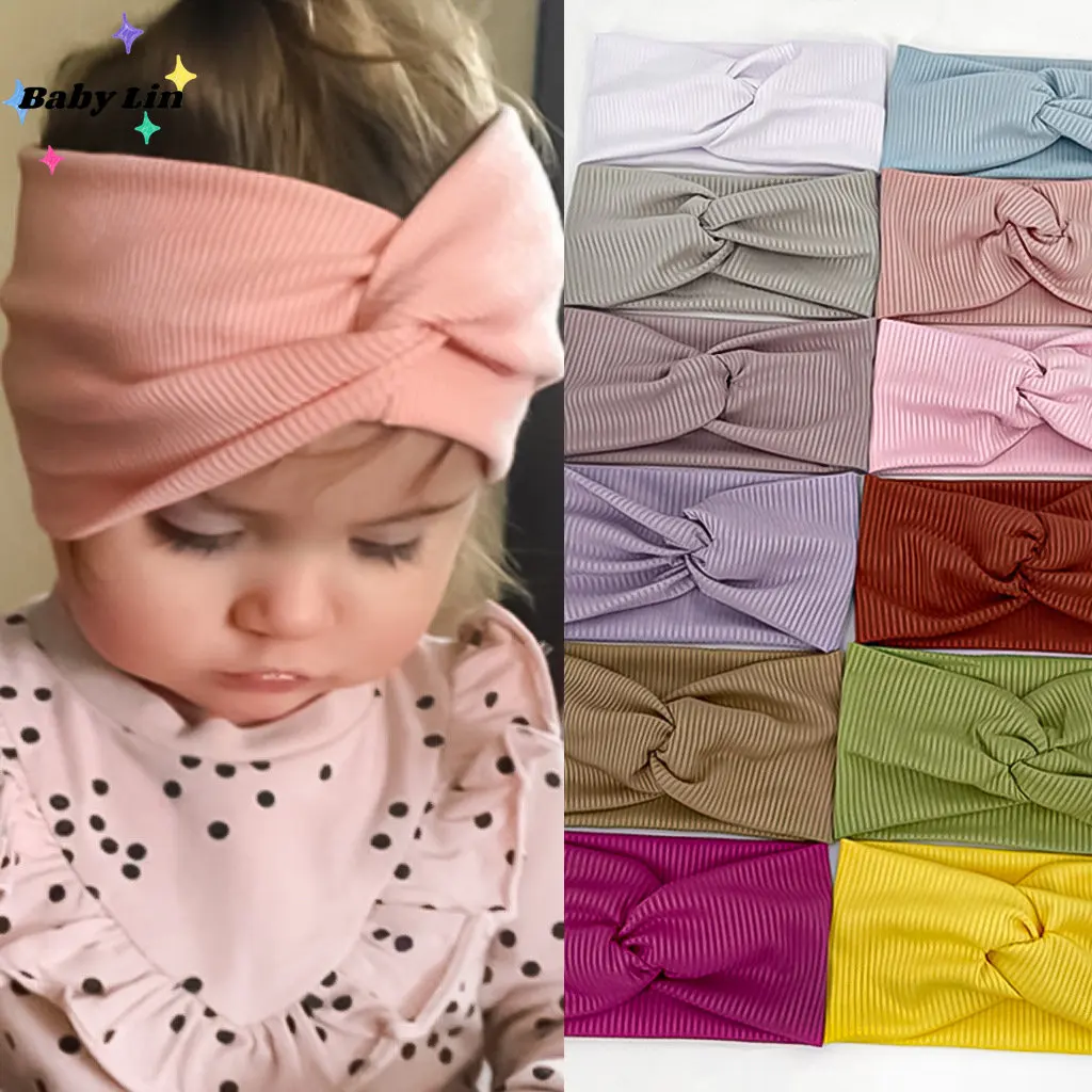 

18*10cm Baby Headband Cross Top Knot Elastic Hair Bands Soft Solid Big Girls Hairband Hair Accessories Twisted Knotted Headwrap